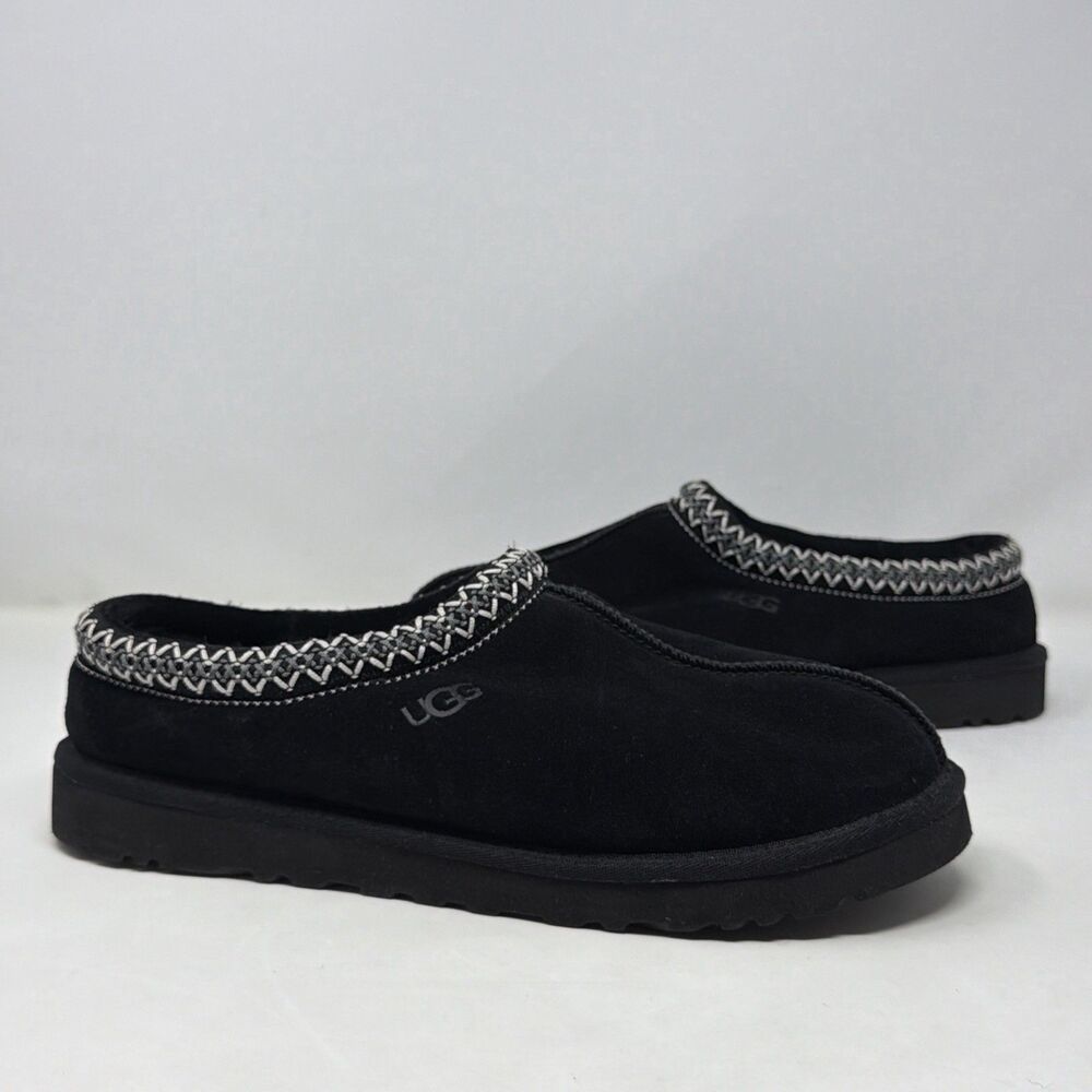 UGG Tasman 5950 Men 10 Black Suede Sheepskin Slippers Clogs Slip On